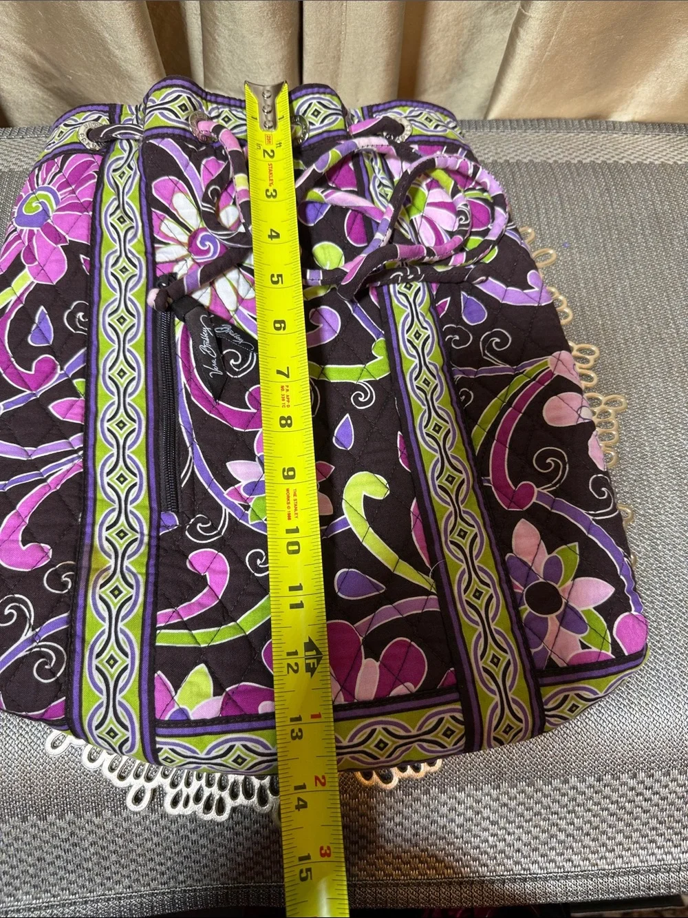 Vera Bradley Drawstring Backpack – Purple Punch Pattern